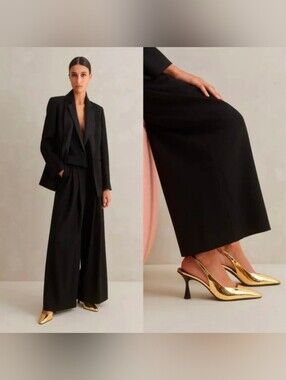 Me+Em Chisel Toe Metallic Gold Slingback Heels